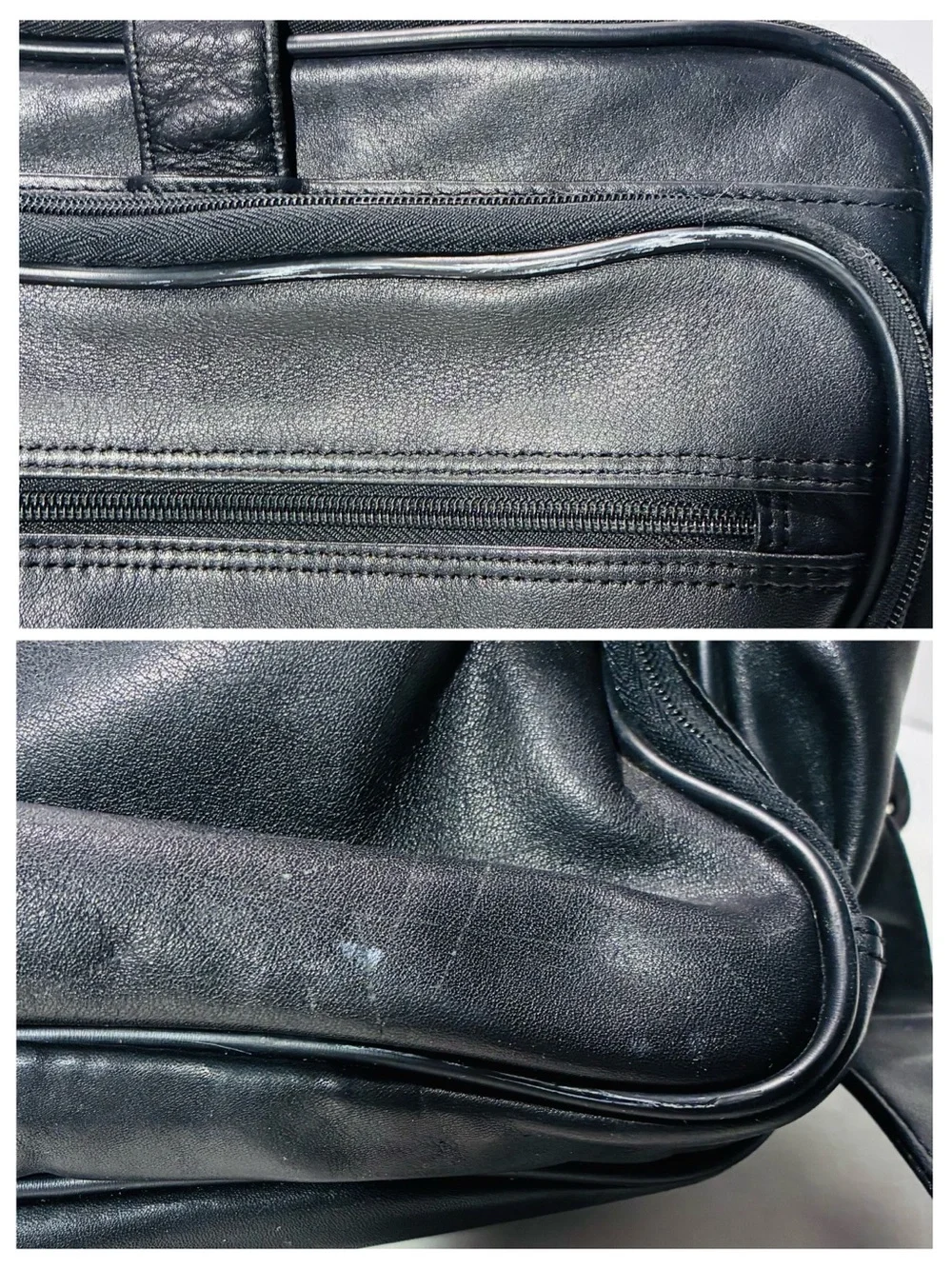 Y2K VTG Kenneth Cole New York Expandable Leather Laptop Briefcase Bag Black